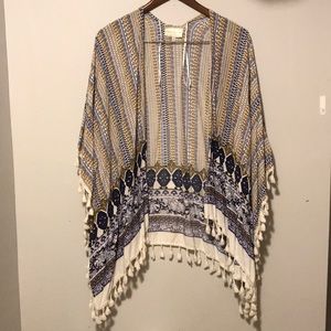 Boho hippie shawl or swimsuit cover up. Super cute for summer. Tassels.
